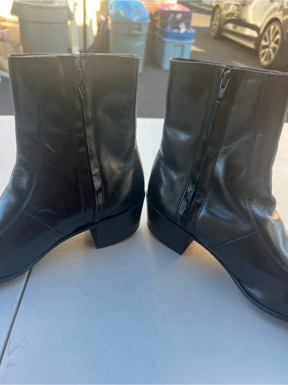 Mens Florsheim DUKE Side Zip Bike Toe Ankle Dress Boots 17087 01 Black 6D